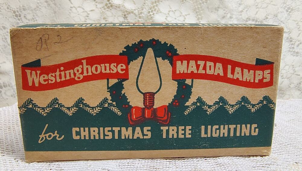 Vintage Mazda Westinghouse Christmas Tree Lamp Box W/Mixed Lot bulbs